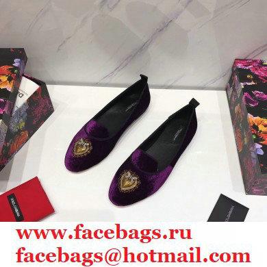 Dolce  &  Gabbana Velvet Devotion Loafers Slippers Purple 2021